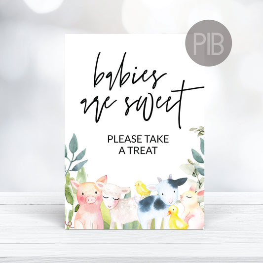 Baby Farm Animals Bsby Shower Favor Table Sign
