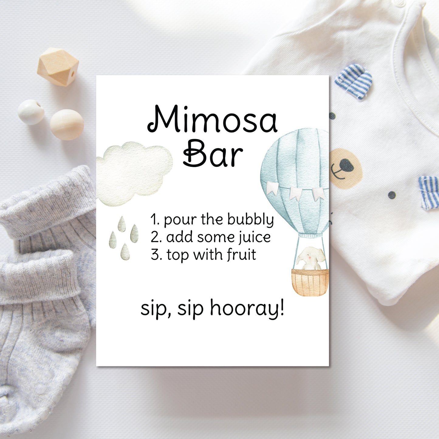 printable mimosa bar sign for a boy baby shower