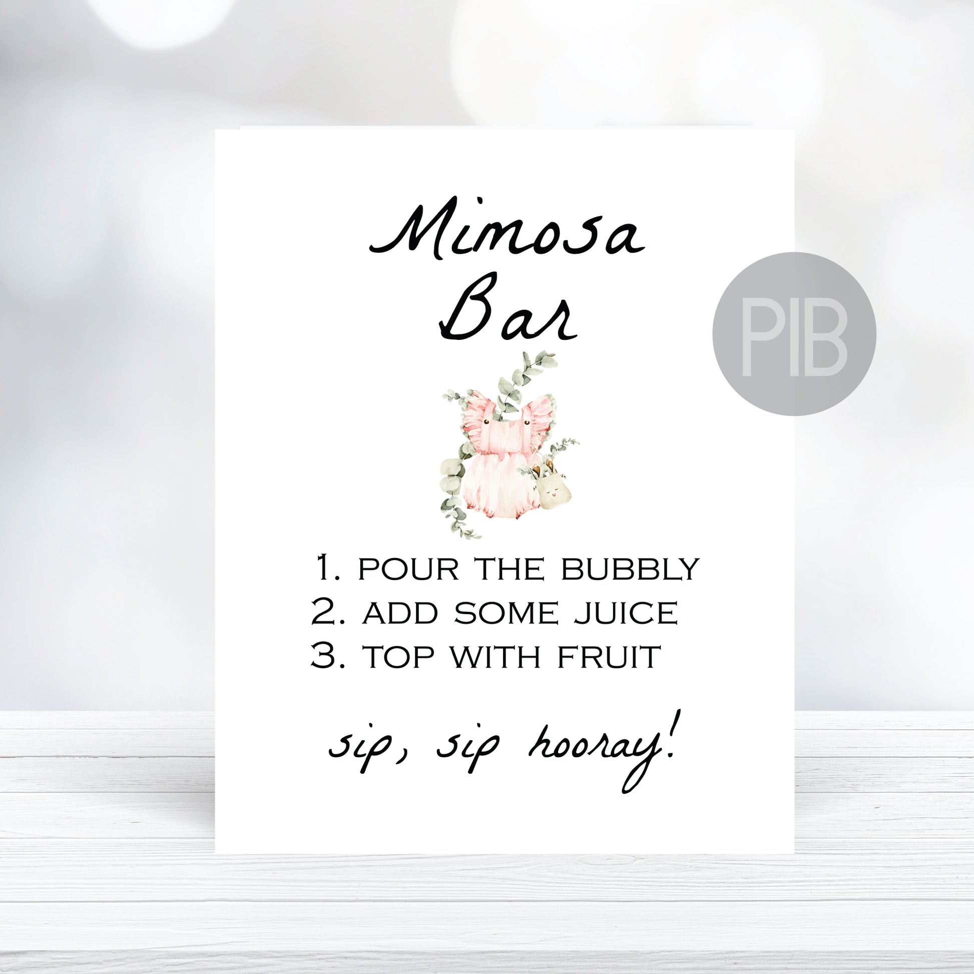 printable mimosa bar sign for a girl baby shower