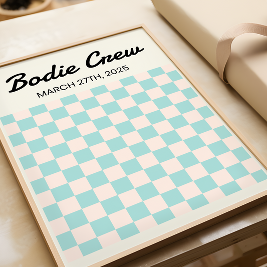 Personalized Baby Birth Stats Wall Art Sign - Blue Checkered Template