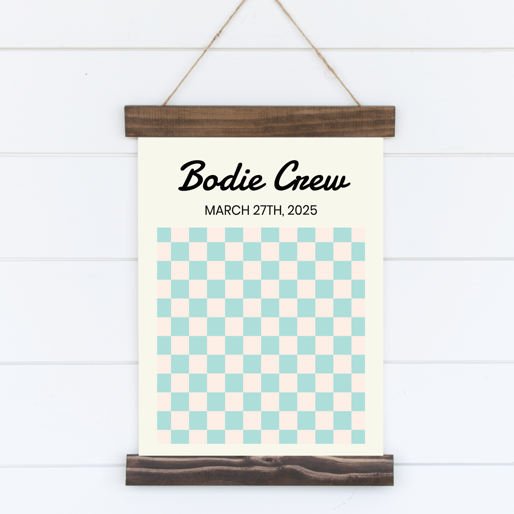 Personalized Baby Birth Stats Wall Art Sign - Blue Checkered Template