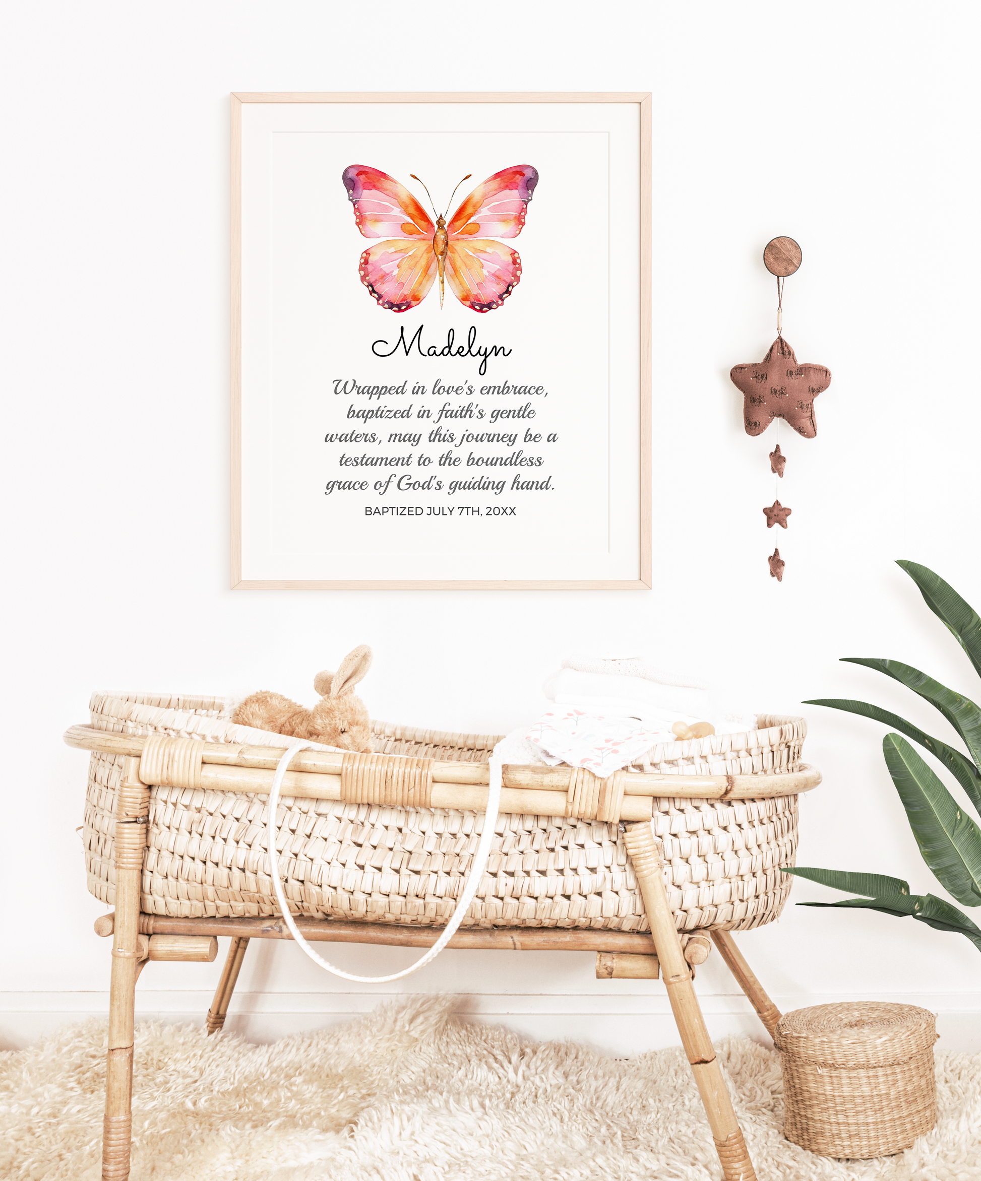 personalized butterfly baptism wall art print