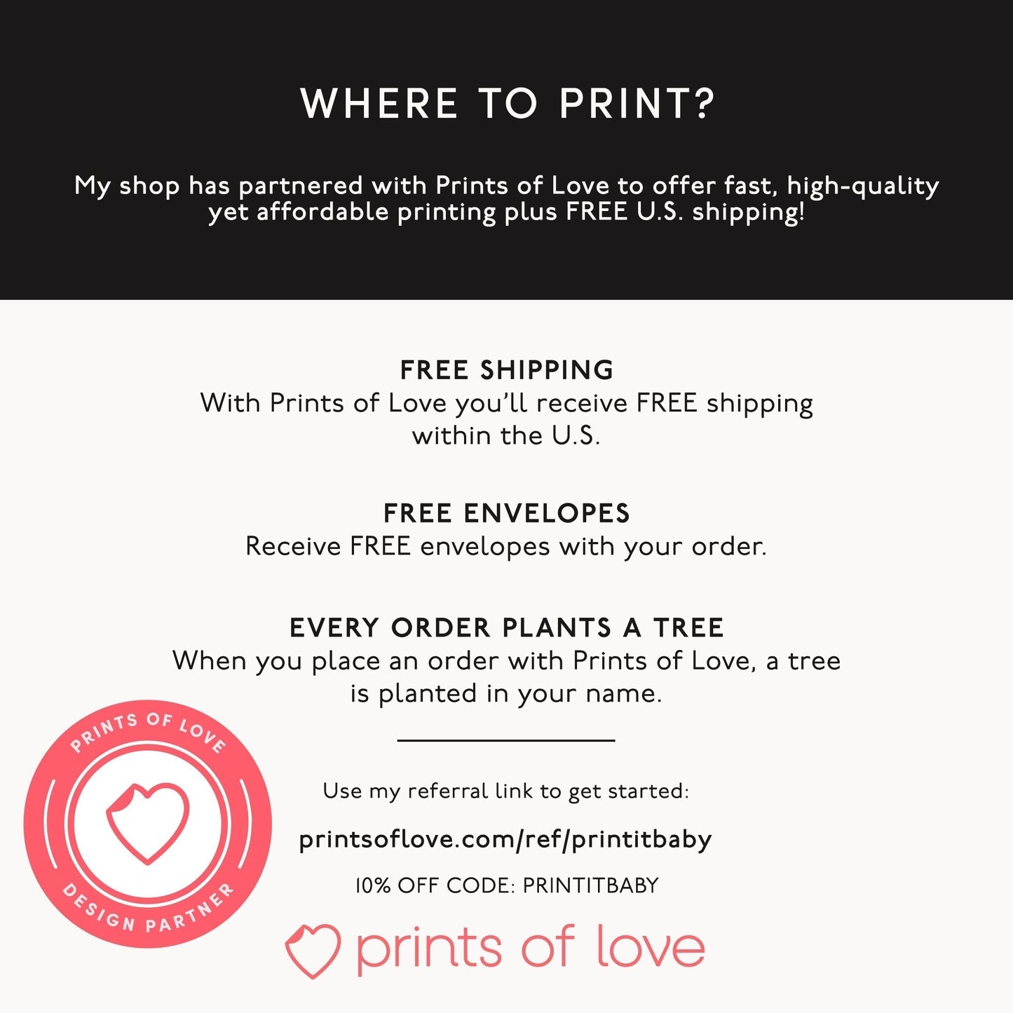 a flyer for a print shop with a picture of a heart