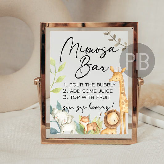 jungle baby shower mimosa sign