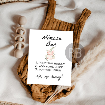 printable mimosa bar sign for a girl baby shower