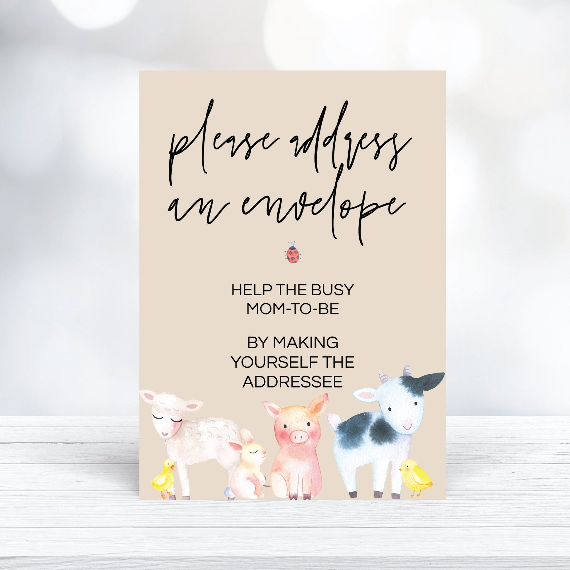 Printable Address Request Baby Shower Sign - Farm Animals - 5x7" Editable - Digital Download - Print It Baby