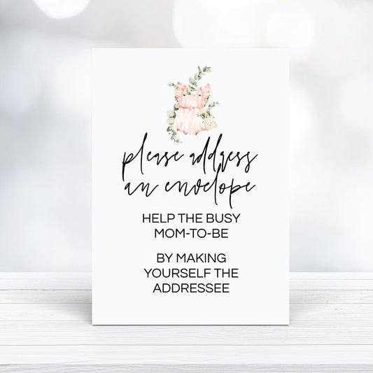 Printable Address Request Girl Baby Shower Sign - Boho Pink Baby Clothes - 5x7" Editable - Print It Baby