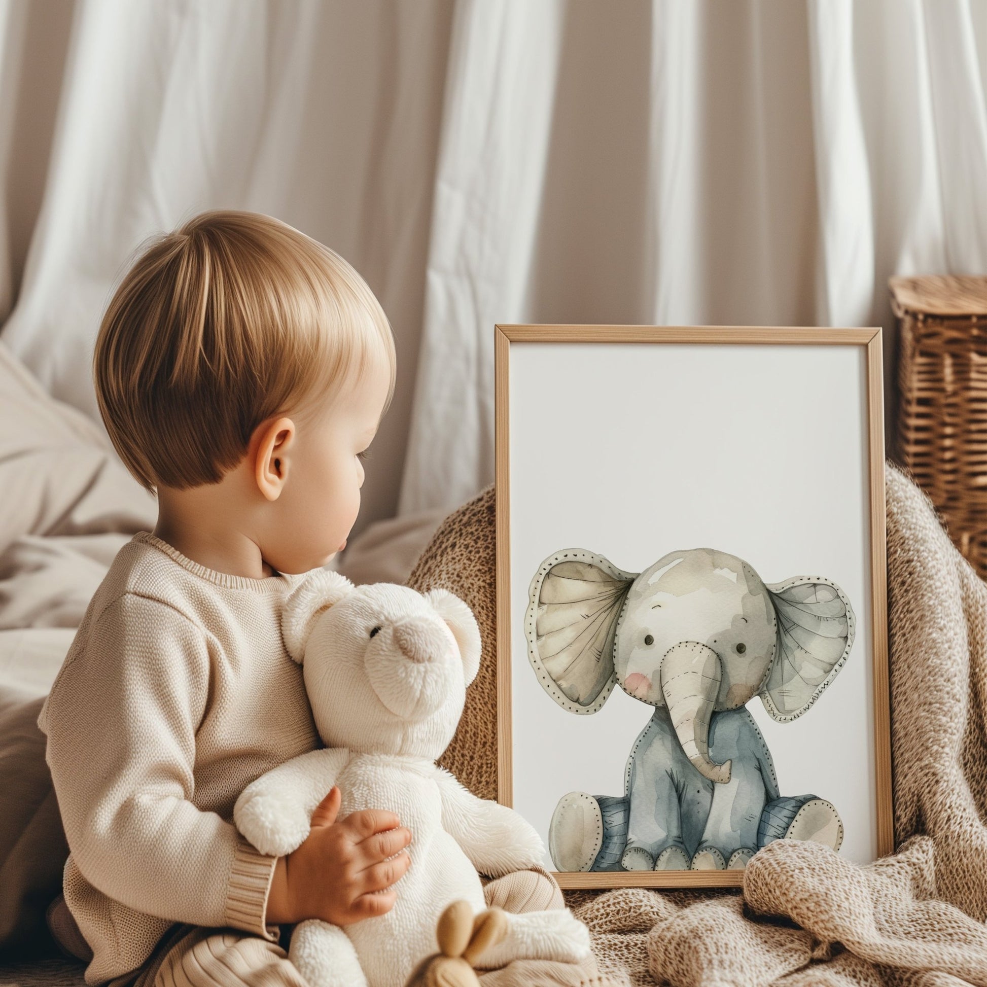 Printable Baby Animal Nursery Wall Art - Baby Elephant - Print It Baby