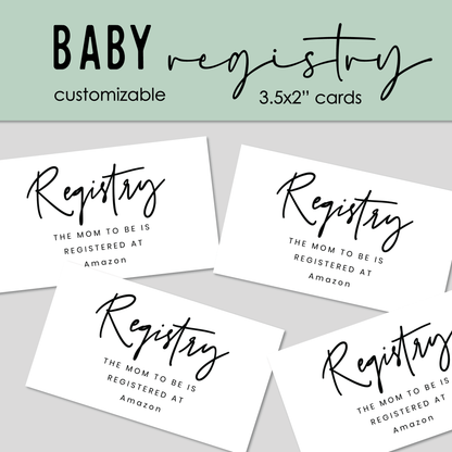 Printable Baby Shower Registry Cards - Customizable, Digital Download - Print It Baby