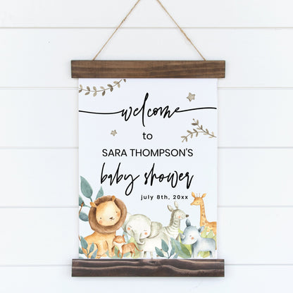 Printable Jungle Baby Shower Welcome Sign - Customizable Baby Shower Sign Template 18x24" - Print It Baby