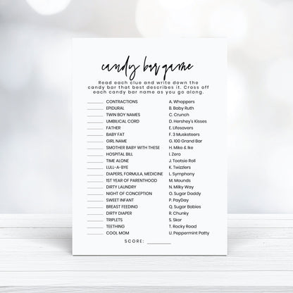 Printable Minimalist Baby Shower Candy Bar Game - Customizable, Digital Download - Print It Baby