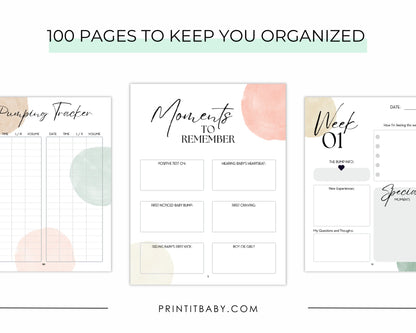 Printable Pregnancy Planner & New Mom Journal - 100 Pages, 8.5 x 11" - Print It Baby