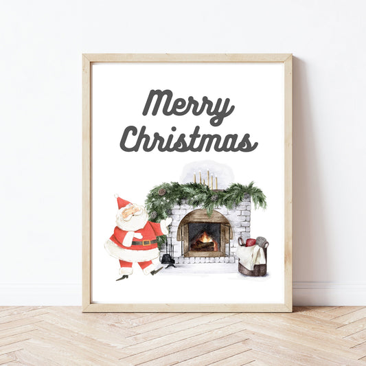 Santa, Merry Christmas Wall Art - Printable, Digital Download 8x10" - Print It Baby