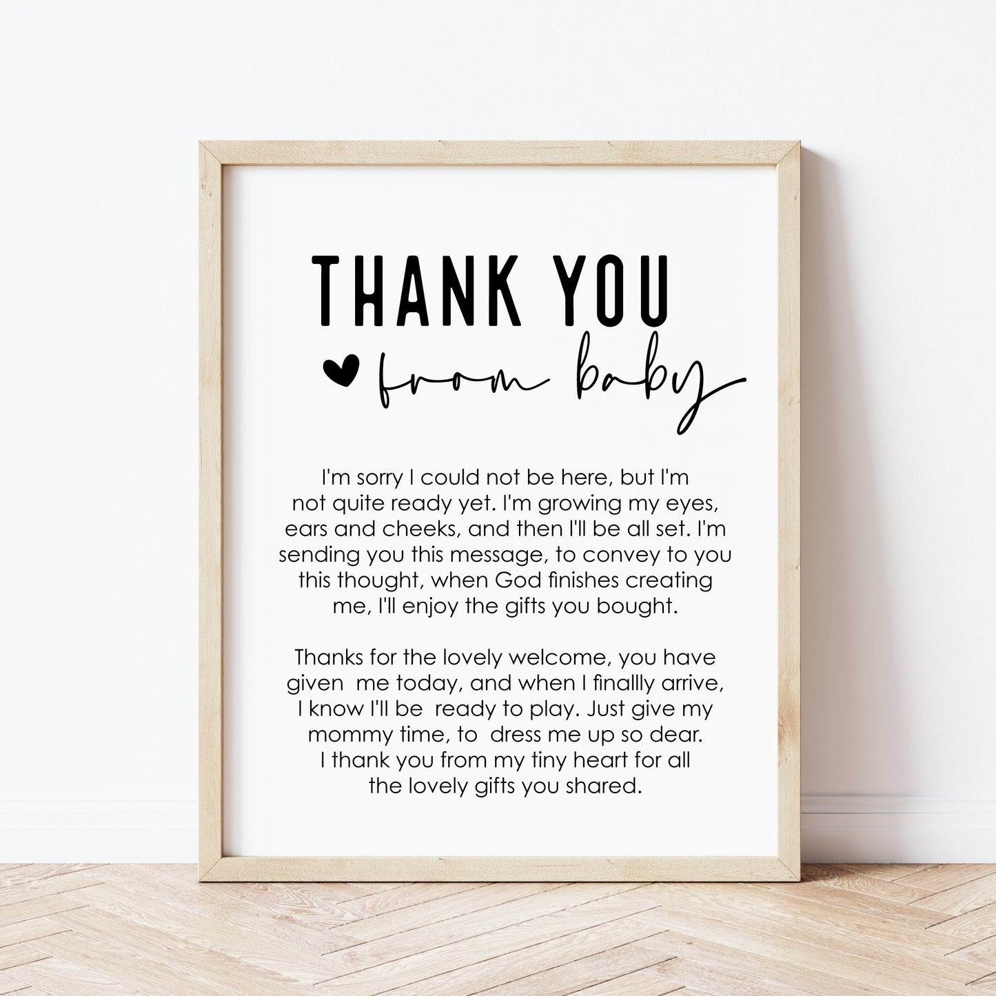 Thank You Poem From Baby - Printable Sign - Digital Download - Print It Baby