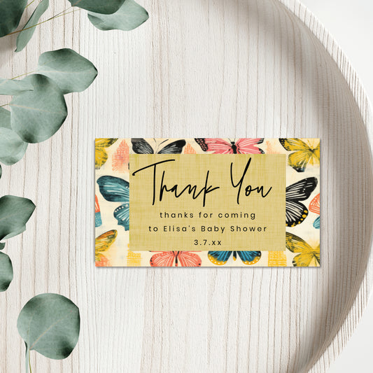 Printable, Baby Shower Thank You Tags - Butterfly Themed&nbsp;