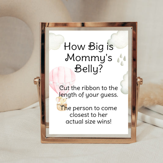 How Big Is Mommy's Belly, Girl Baby Shower Game Sign, Pink Hot Air Balloon