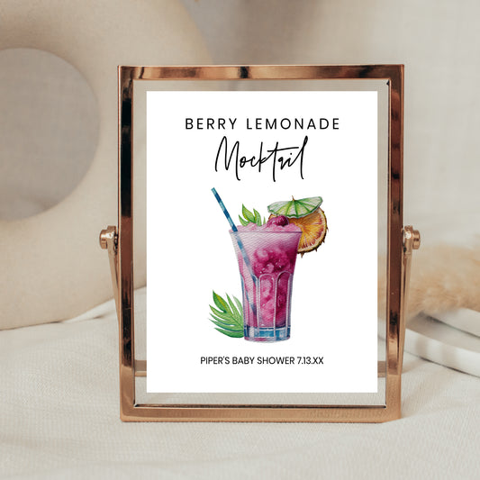 Baby Shower Punch Sign, Mocktail Signature Drink Sign, Customizable