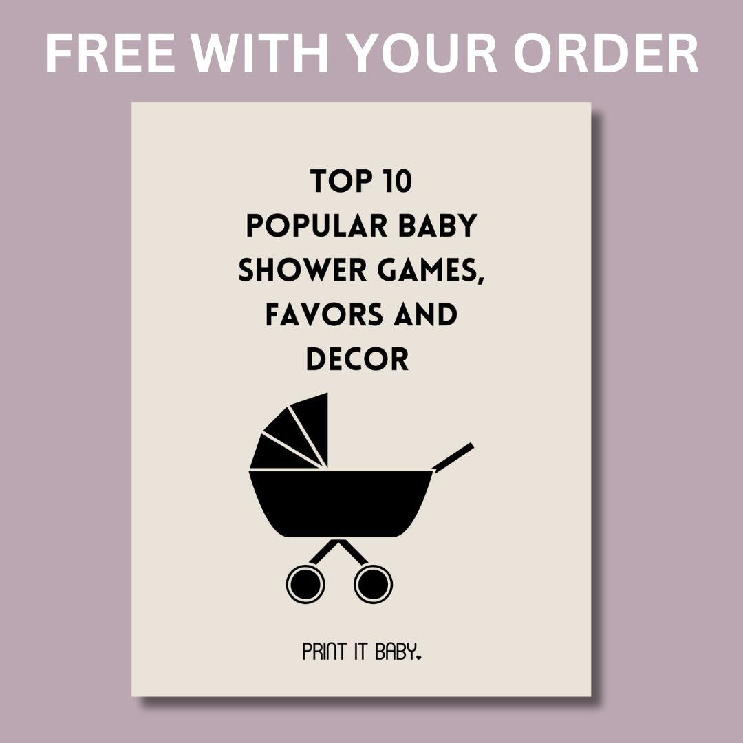 a baby carriage with the words top 10 popular baby shower games, favors and decor