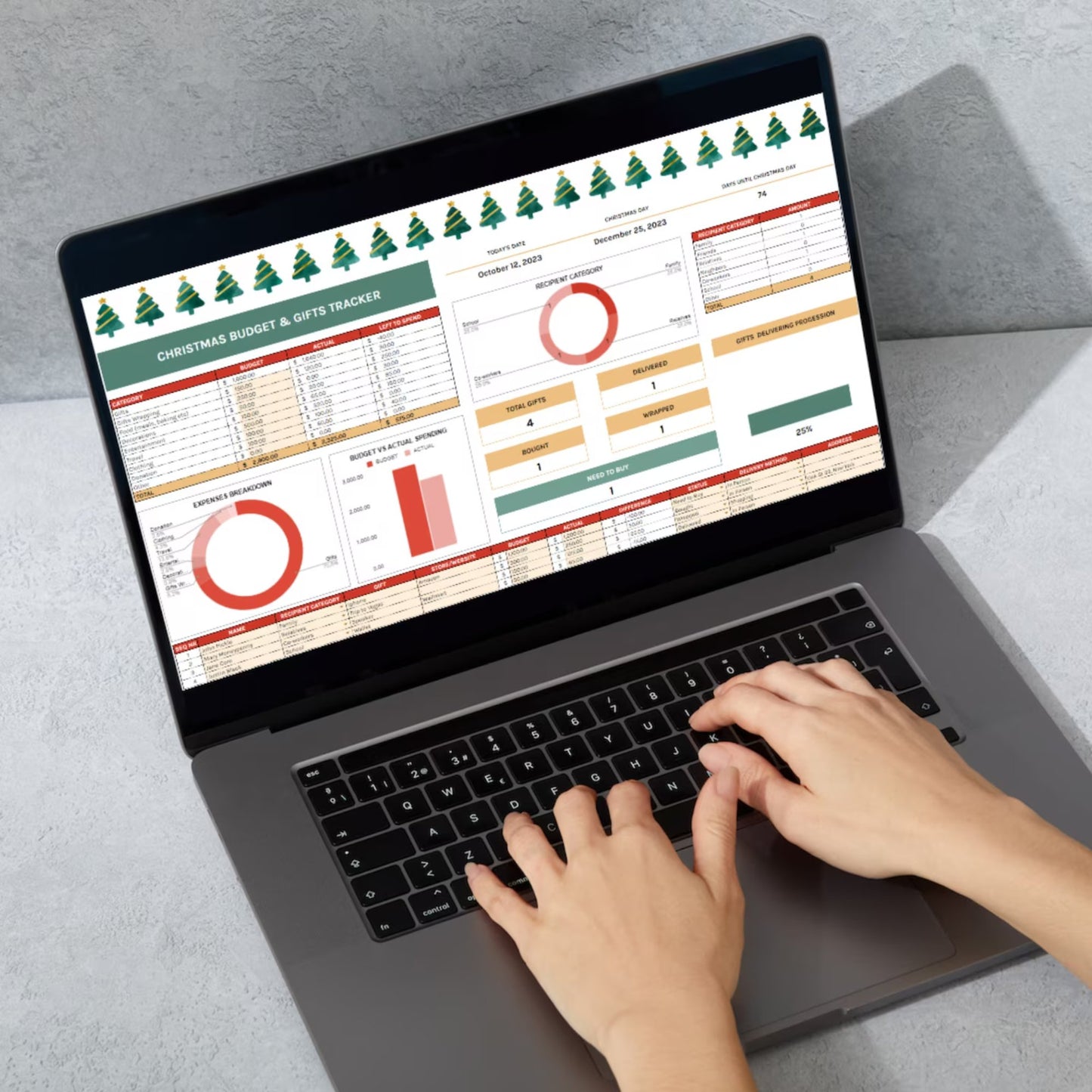Digital Christmas Planner Spreadsheet for Google Sheets - Print It Baby