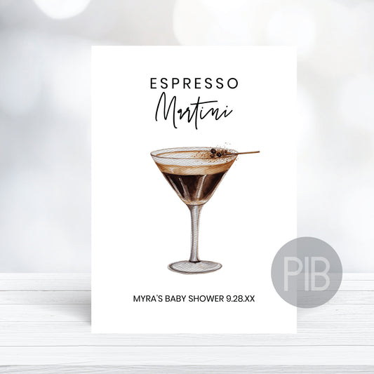 Espresso Martini Sign Template, Signature Drink Sign, Customizable