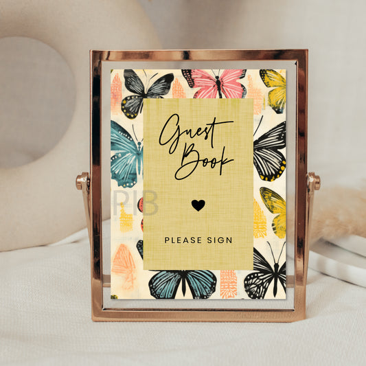 Printable Guest Book Butterfly Baby Shower Sign - Editable Sign