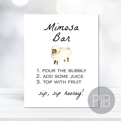 printable mimosa bar sign, baby lamb