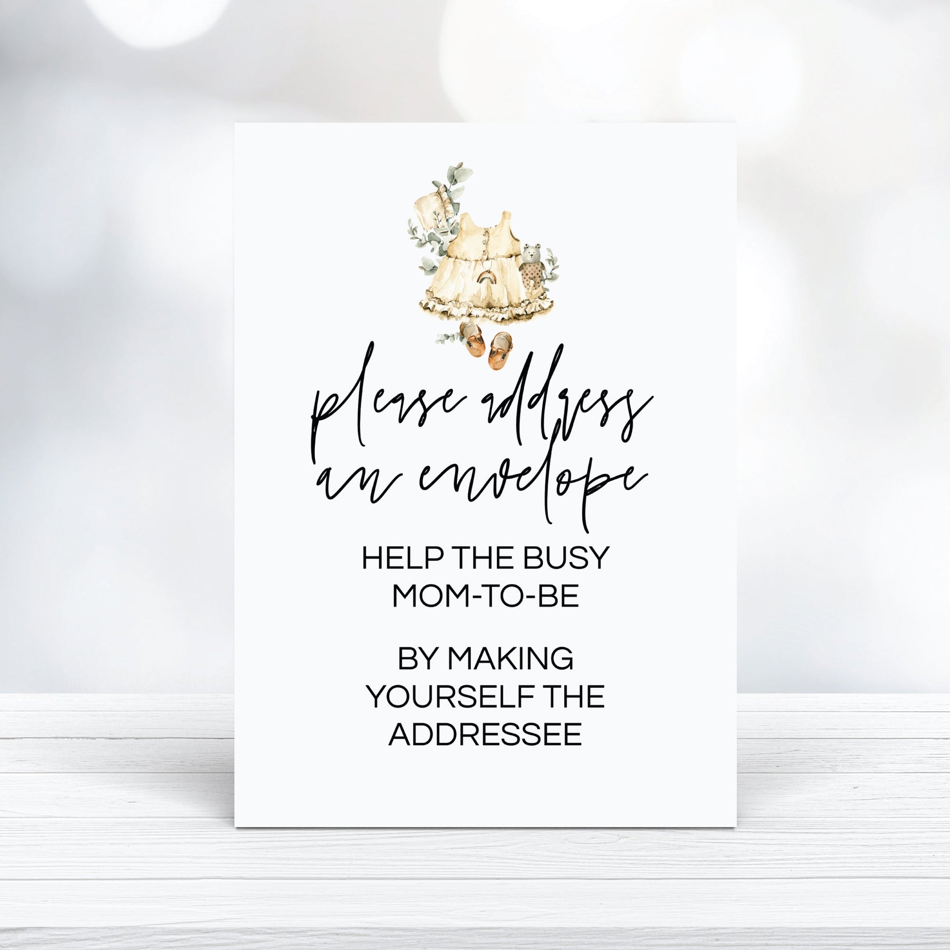 Printable Address Request Girl Baby Shower Sign - Boho Baby Clothes - 5x7" Editable - Print It Baby