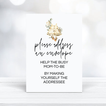Printable Address Request Girl Baby Shower Sign - Boho Baby Clothes - 5x7" Editable - Print It Baby