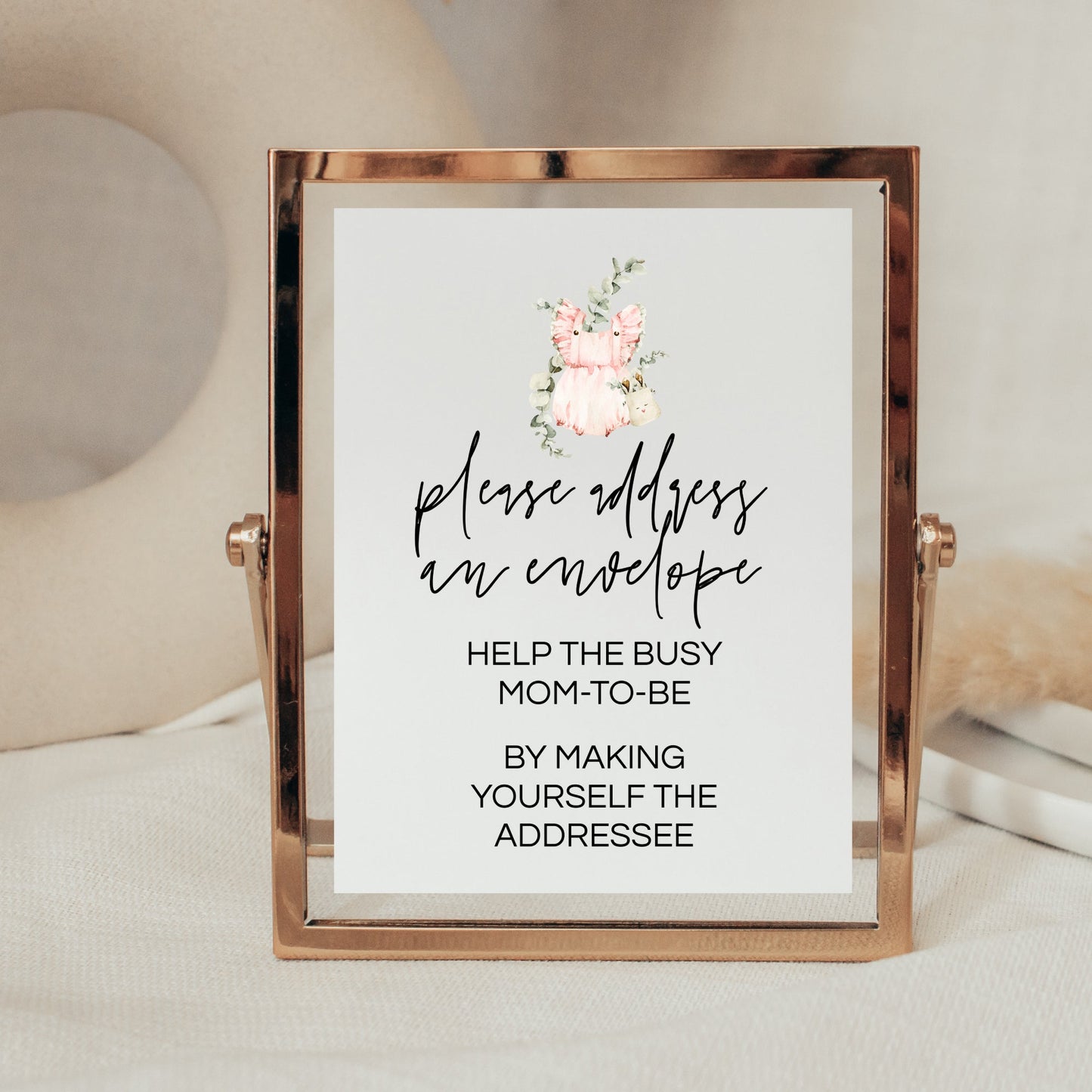 Printable Address Request Girl Baby Shower Sign - Boho Pink Baby Clothes - 5x7" Editable - Print It Baby