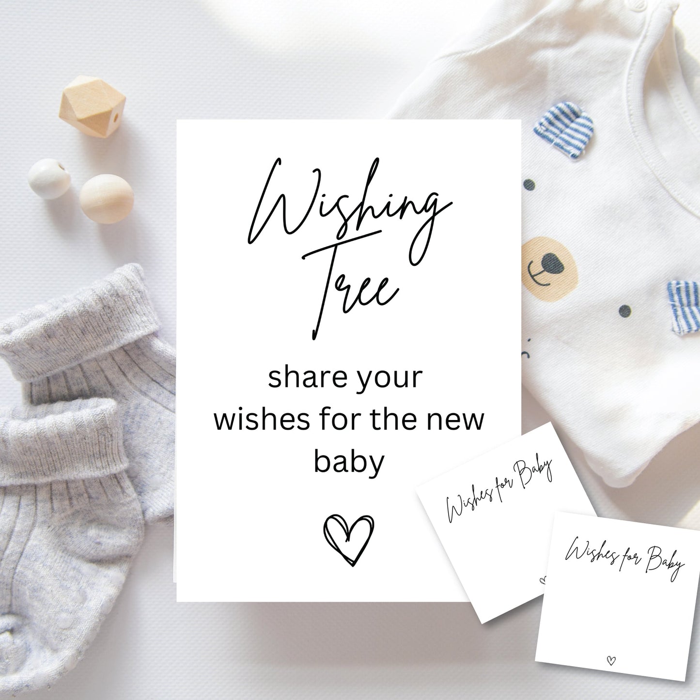 Printable Customizable Printable Baby Shower Wishing Tree Sign And Tags - Customize With Canva - Print It Baby