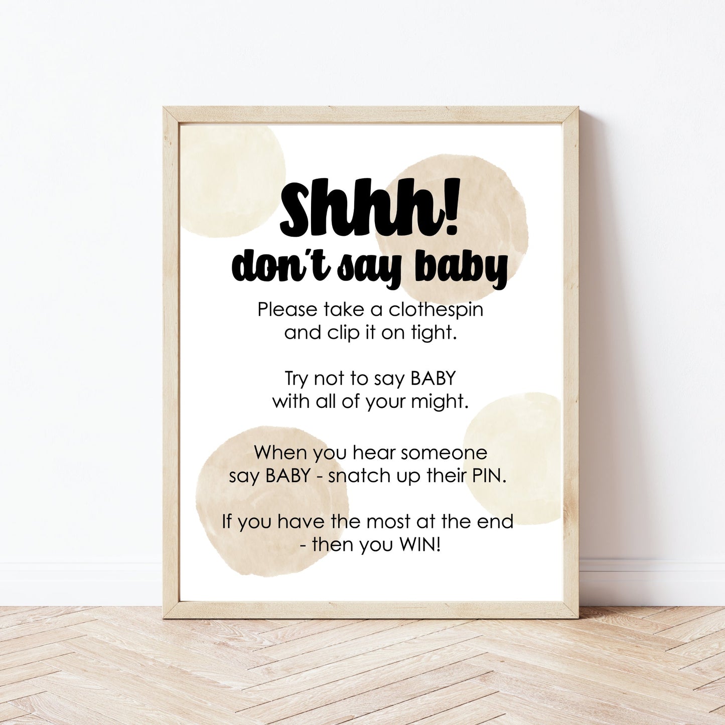 Printable "Don't Say Baby" Clothespin Baby Shower Game Sign - Digital Download - Print It Baby