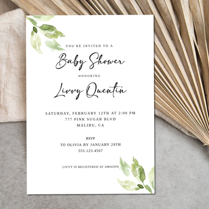 Printable, Minimalist Baby Shower Invitation - Editable Template, Instant Download - Print It Baby