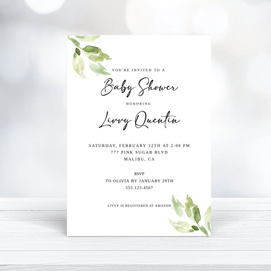 Printable, Minimalist Baby Shower Invitation - Editable Template, Instant Download - Print It Baby