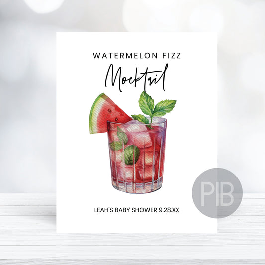 watermelon fizz baby shower punch sign templaate